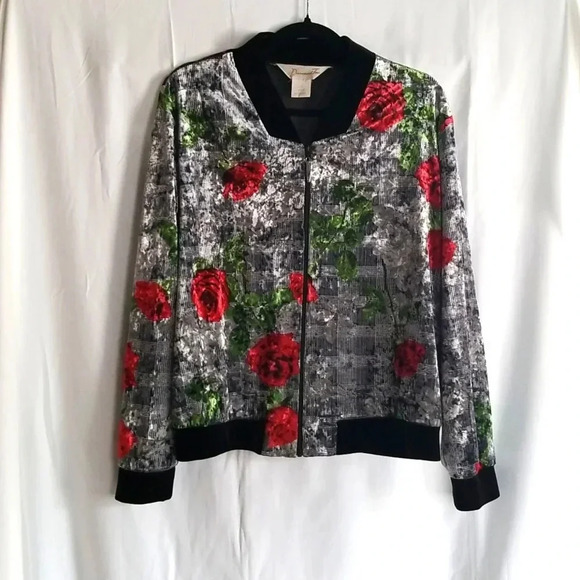 Diamond Tea Silver roses velvet jacket - Picture 2 of 5